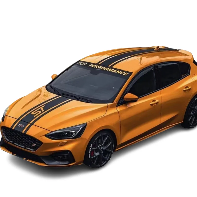 

Car Styling Matte Black Racing ST Line Hood Stickers Stripe Vinyl Decal Graphic Accessories for Ford Focus 2021