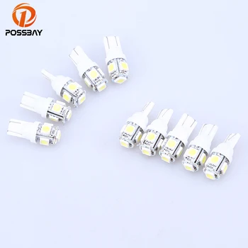 

POSSBAY 10 Pcs 5SMD T10 5050 Dome Index Car LED Lamp Bulbs Wedge White Light DC12V Signal Side Wedge Tail Light