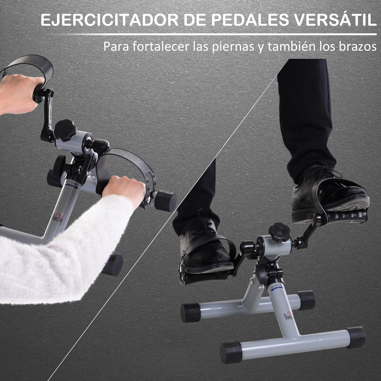 HOMCOM 33x34x32 cm Silver Mini Exercise Pedaler For Leg Arm Training
