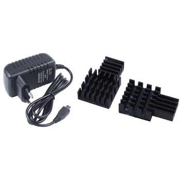 

10Pcs Black Aluminum Heatsink Cooler Cooling Kit with EU Plug 5V3A 5V/3A Charger DC/AC Adapter PSU Power Source