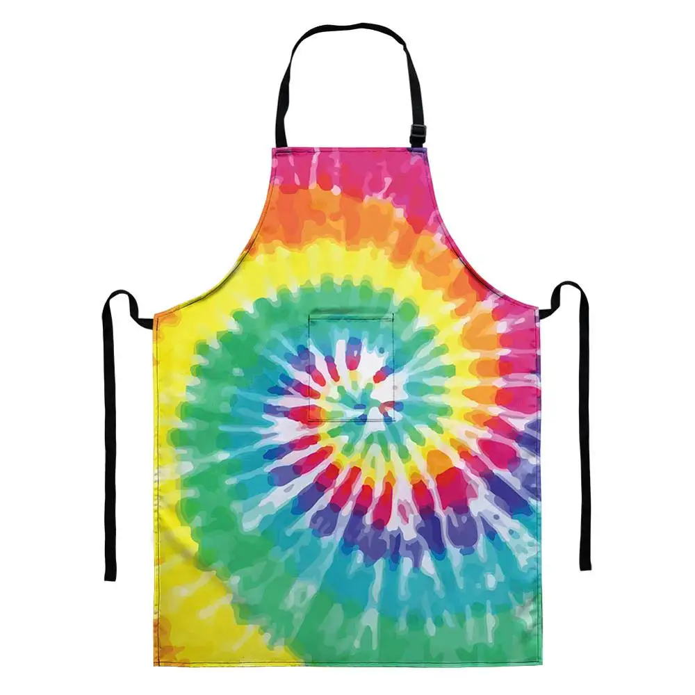 

1pcs Bibs Household Cleaning Pinafore Home Cooking Apron Tie dye Colorful Women Oil-proof Adjustable BBQ/Baking Aprons for Men