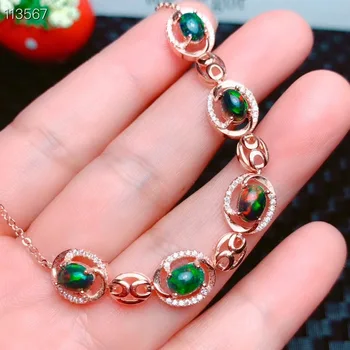 

Best Gift Natural Real Natural And Real Opal bracelet Solid S925 Sterling Silver For Women Colour Gem Stone Rings Fine Jewelry
