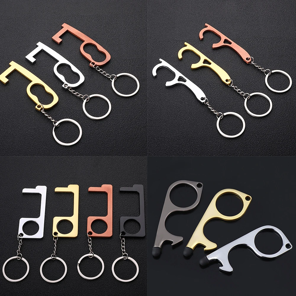 

1Pcs HOT Portable Press Elevator Button Tool Hand Antimicrobial Alloy EDC Door Opener Door Handle Key Metal Keychain Hook Tool