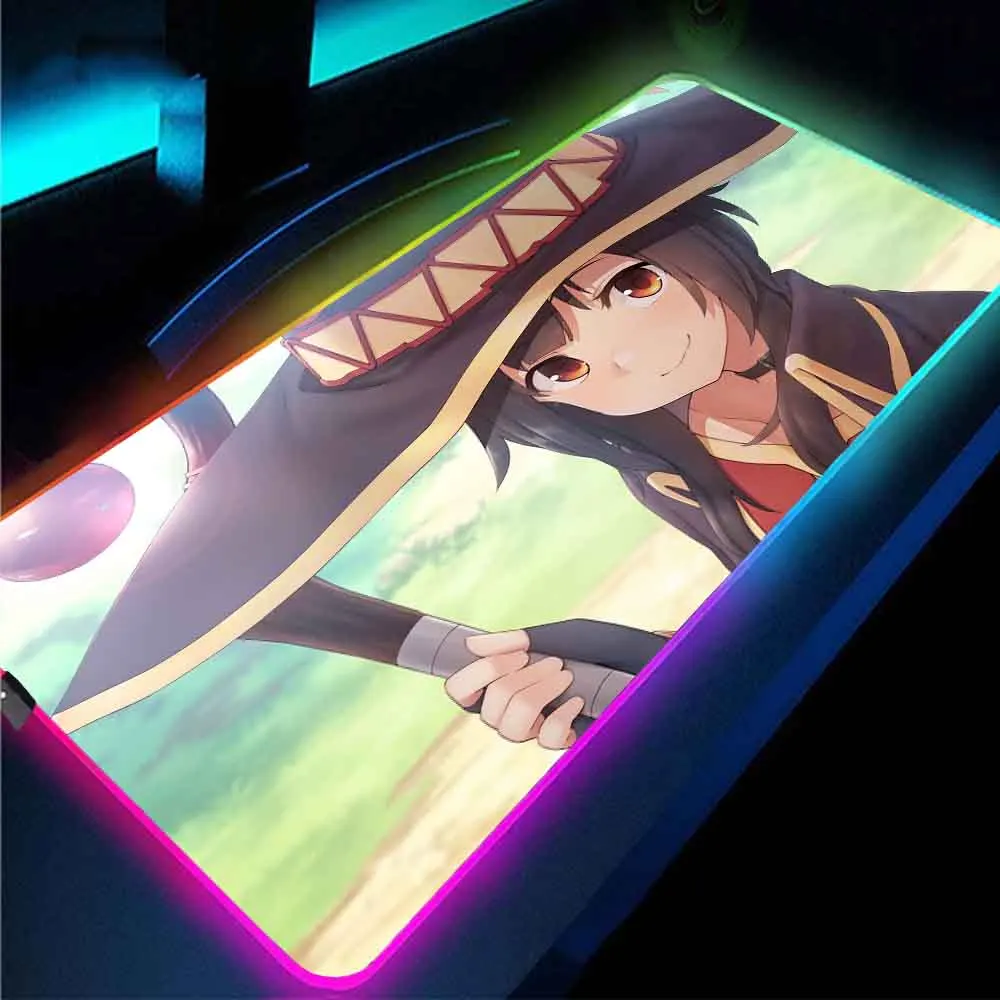 

MRGBEST Anime Mouse Pad Xxl RGB Notebook Keyboard Protective Cover Table Mat Lem LED Light Mouse Pad 7 Color LED Light Mousepad