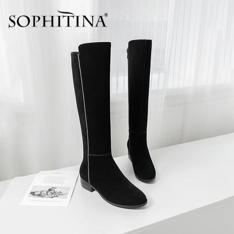 SOPHITINA/новые ботинки; женская обувь высокого качества из коровьей замши; удобная Элегантная модная обувь с круглым носком; большие размеры; простые ботинки; PO350