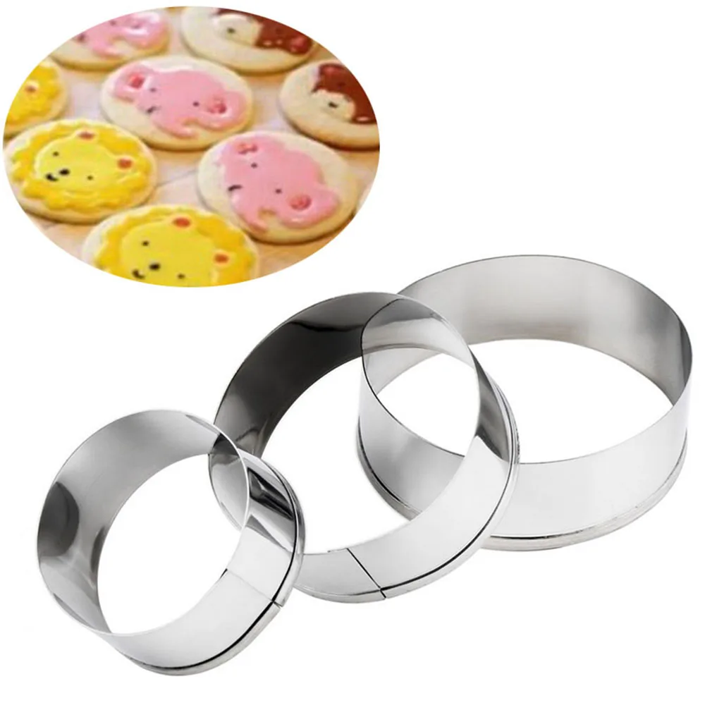 

3Pcs Adjustable Round Stainless Steel Round Circle Cookie Mousse Cake Ring Cake Gum Paste Mould Layer Slicer Cutter Mold DIY