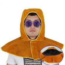 Полностью из воловьей кожи, электрическая Сварочная маска платок на голову; Пылезащитная ветрозащитная крышка головки изоляции с защитой от ожогов всплеск защитный колпачок