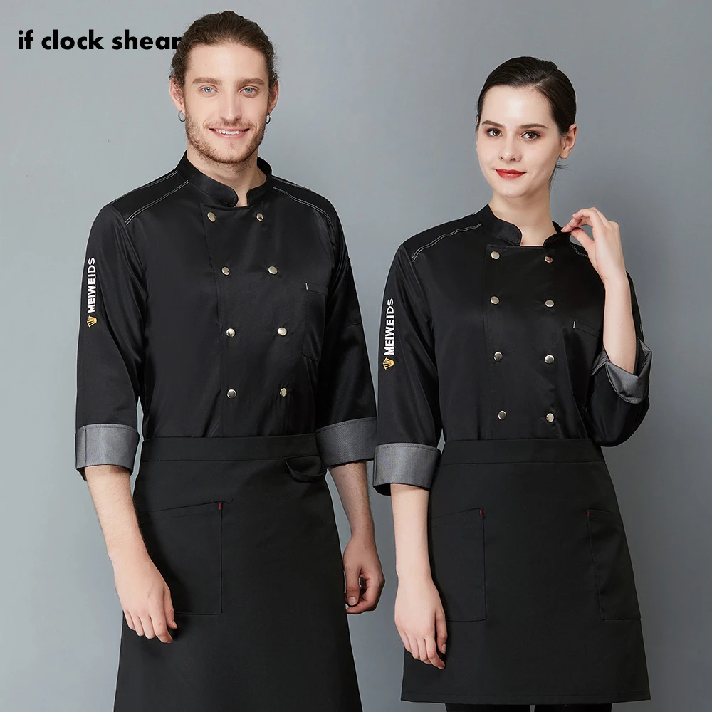 Uniformes de camisas de servicio de comida de manga larga chaquetas de Chef Hotel cocina ropa de tienda de tartas traje de si|Chaquetas de chef| - AliExpress