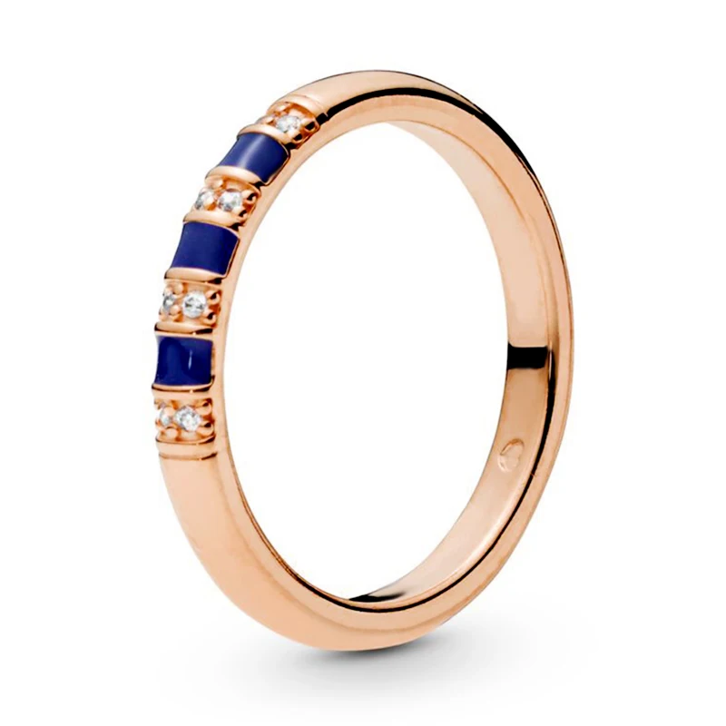 JZ098-Rose Gold SEIALOY розовое золото циркон вечные бренды кольца для мужчин и женщин пара дружбы голубое кольцо с полосками Свадебные обручальные ювелирные изделия подарок - Цвет основного камня: JZ098-Rose Gold
