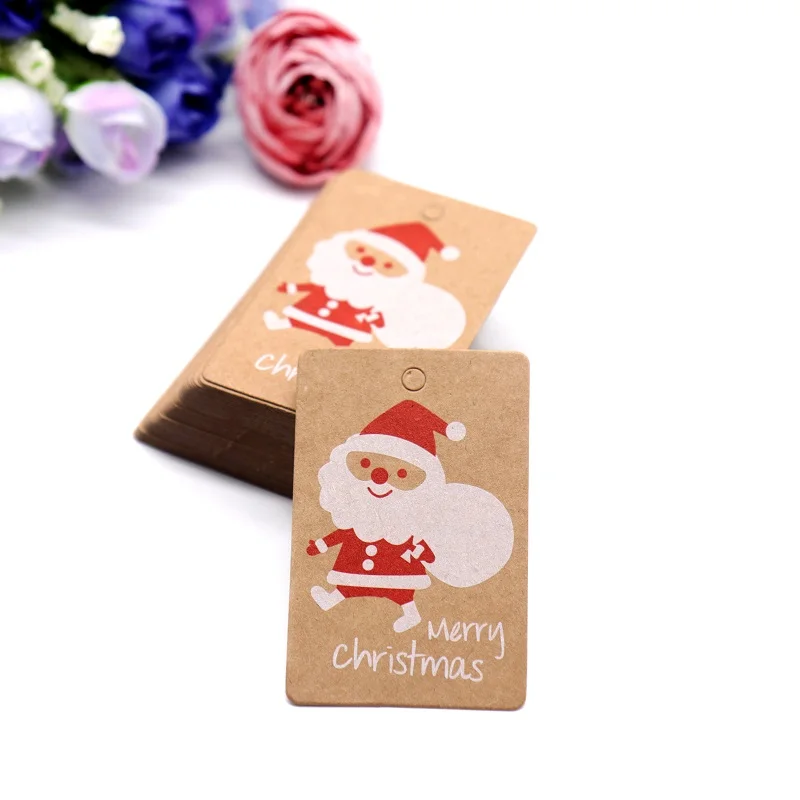 Santa Claus 50 шт крафт-бумаги рождественские бирки DIY ремесленные этикетки для конфеты, снек подарок обертка Рождество фестиваль вечерние поставки Мульти Стиль - Цвет: Santa Claus