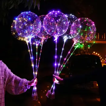 

5pcs Colorful LED Light Balloon Latex Clear Round Flash String Decorations LED Balloons Birthday Party Wedding Decor Night Light