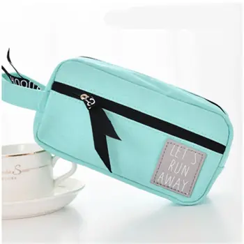 

Creative Zipper Pencil Case Twill Canvas Large Pen Box Kawaii Pencil Bag