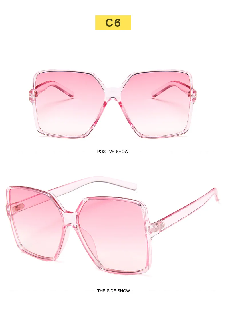 Модные женские большие солнцезащитные очки, градиентные пластиковые брендовые дизайнерские женские солнцезащитные очки UV400 квадратные очки Oculos de - Цвет линз: C6Pink Pink