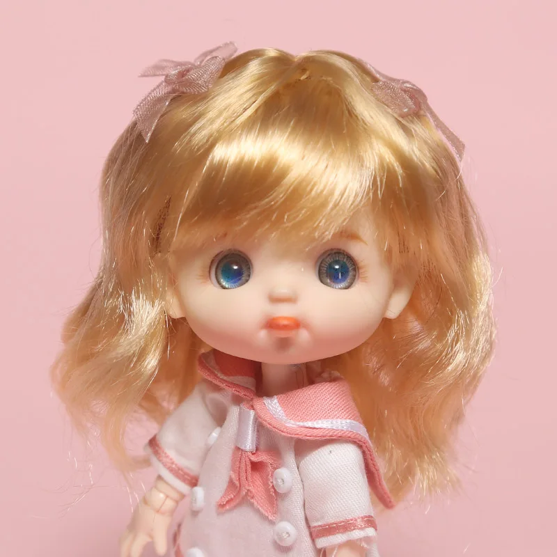 BJD doll wig 1/8 MSD YOSD DD  wig pink Golden white  Bangs Ponytail Long Curly Hair BOBO Short Hair  Straight hair Wigs for doll 14
