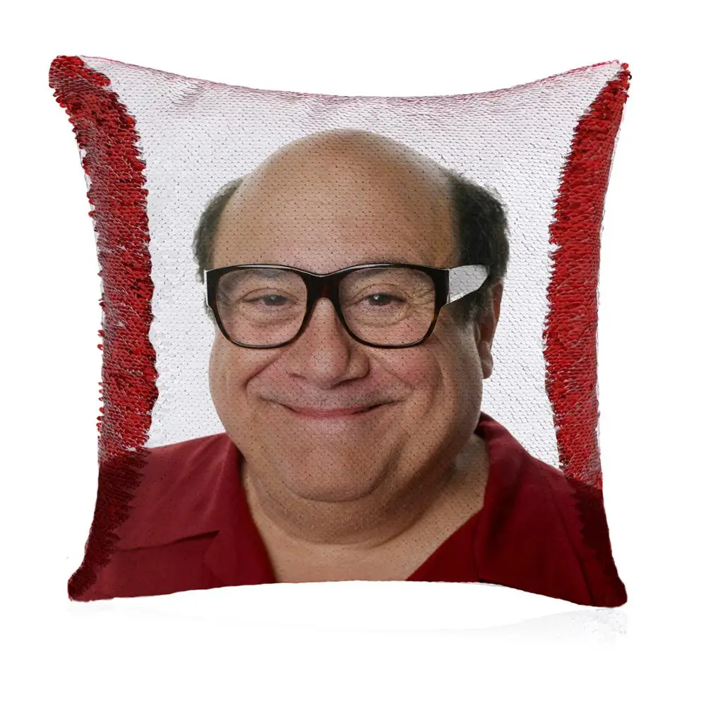 Блесток Подушка «русалка» крышка Danny Devito Уход За Кожей Лица Забавные двухсторонняя волшебная, скидка, накидка для подушки, Цвет изменения 16x16