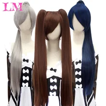 LiangMo 80 см парик Синтетический Аниме парик длинный конский хвост черный фиолетовый красный серый 14 цветов высокая температура волокно
