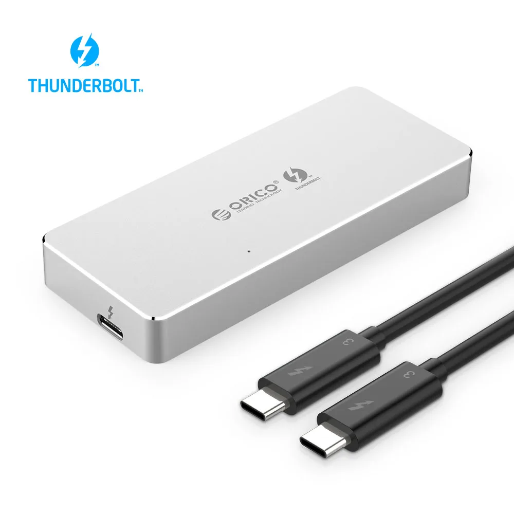 Silver ORICO NVME M.2 корпус SSD Thunderbolt 3 40 Гбит/с SSD чехол 2 ТБ алюминиевый type-C с Thunderbolt 3 C до C кабель для Mac Windows - Цвет: Silver