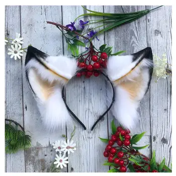 

Simulation Beast Ear KC Hair hoop Animal Fur Ears Headdress Lolita Cosplay Handwork Lovely KC Headband Masquerade Party Props