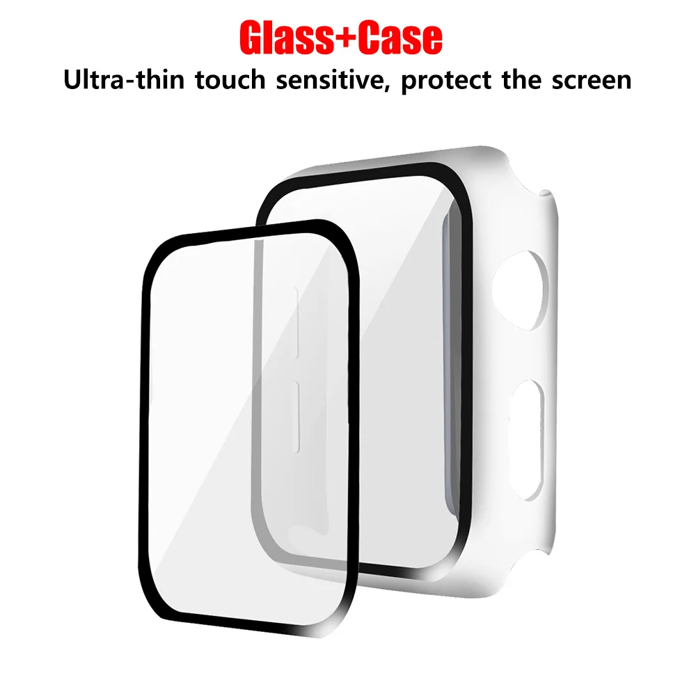 Glass+Cases For Apple Watch Series SE 654321 44mm 40mm Smart iWatch 42mm 38mm 360 Full Bumper Screen Protector+Cover Accessories