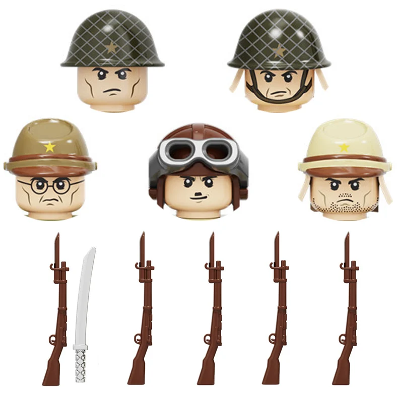 

WW2 Japan Army Soldiers Figures Building Blocks Military WW2 Soldiers Figures Helmet Weapons Parts Bricks Toy For Children Gift