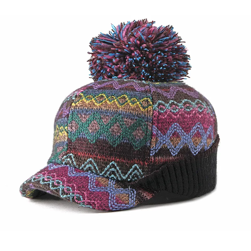 Женские вязаные береты с помпоном Chapeau Femme Hiver британская шляпка бейсболка с ушками Россия шапки бере берет