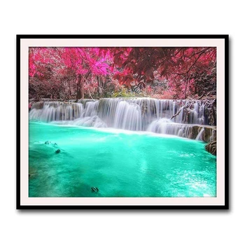 

5D Diamond Painting By Numbers Full Square Fenglin Waterfall Cross Stitch Diamond Mosaic Kits Art Pictures Home Decor For Adult
