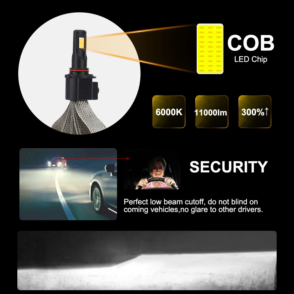 H7 светодиодный светильник лампы для автомобилей Светодиодный H4 9004 9005 9006 9007 hb4 h27 H3 H11 H13 автомобилей головной светильник лампа светодиодный H11 фары комплект 6000K