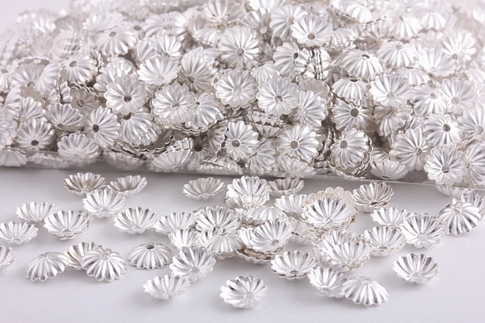 

1000 Pcs Silver Plated Flower beads caps spacer DiY Jewelry making findings 6mm