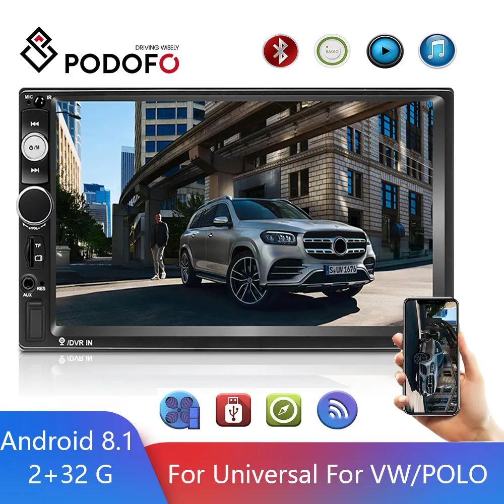 

Podofo Car Radio 2 Din Android 8.1 2+32GCar Multimedia MP5 Video Player 2din Car Stereo For Volkswagen Nissan Hyundai Kia toyota