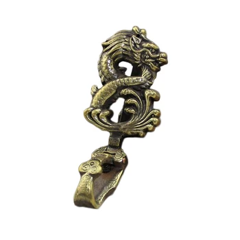 

LAOJUNLU Brass Dragon Head Belt Buckle Pure Copper Key Ring Pendant Male Dragon Plate Hanging Imitation Antiques