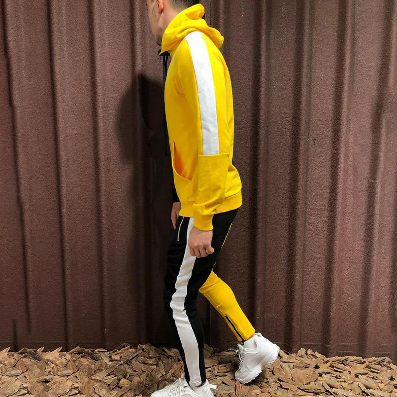 2 шт. спортивные костюмы мужские толстовки с капюшоном+ беговые Survete мужчины t спортивный костюм куртка комплект осень зима лоскутное шнурок повседневная мужская одежда