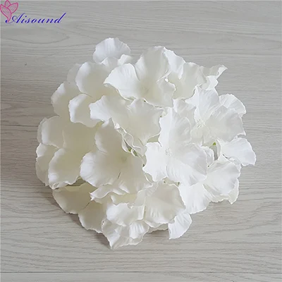 Beige white 10 шт 20 см большая шелковая Гортензия Цветок голова с длинным стволом искусственные шелковые цветы для свадебного украшения DIY Цветочные настенные принадлежности - Цвет: Beige white
