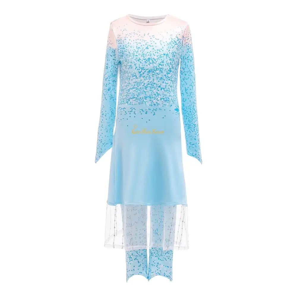 dress and pants Г. Платье Эльзы плащ с длинными рукавами, костюм детский карнавальный костюм в стиле аниме для девочек, платье принцессы Эльзы для костюмированной вечеринки детские подарки на год - Цвет: dress and pants