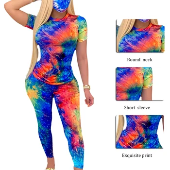 

Tie-Dye Two Piece Set Women Summer Clothes Casual Sportswear 2 Piece Outfit for Women Sweat Suit Short Sleeve Top and Shorts Set