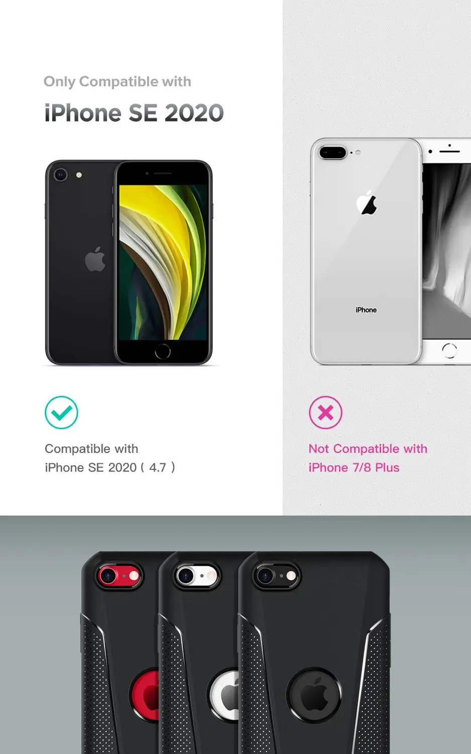 Чехол MOBOSI для iPhone SE 2020 нескользящий тонкий легкий противоударный чехол с защитой