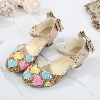 

2020 Girls Party shoes Princess Shoes Leather Glitter Crystals Rhinestones Knot Kids Shoes Elsa sneaker children Christmas gift