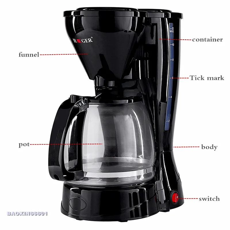 Обновленная Автоматическая американская капельная кофемашина анти-сухая домашняя офисная чайная машина