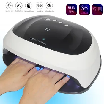 

72W SUN T2 UV Lamp LED Nail Lamp Nail Dryer For All Gels Polish Sun Light Infrared Sensing 10/30/60s Timer Smart For Manicure