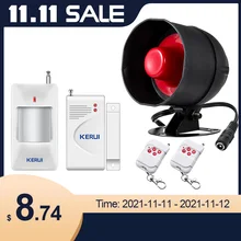 KERUI – Kit de système d'alarme de sécurité domestique sans fil, mise à niveau autonome, klaxon sirène avec détecteur de mouvement, 110db, anti cambriolage, DIY, bon marché