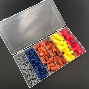 

158Pcs Plastic Twist Nut Cover Set Electrical Wire Connectors Quick Insulated Screw Terminal Cap Spring Insert Assortmentss DIY