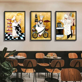 

Retro cake Pizza store Decorative picture canvas painting abstract art restaurant chef Canvas Prints wall decor nordic posters