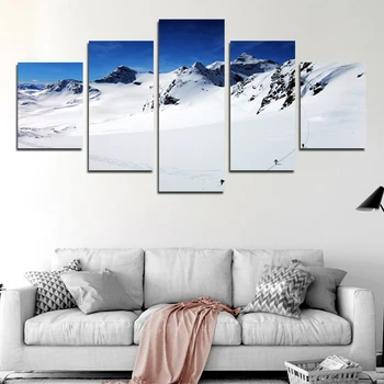 

Nordic Posters And Prints Snow Mountain Alpine Landscape Wall Art Canvas Painting Decor Living Room Wall Painting Five-piece Set