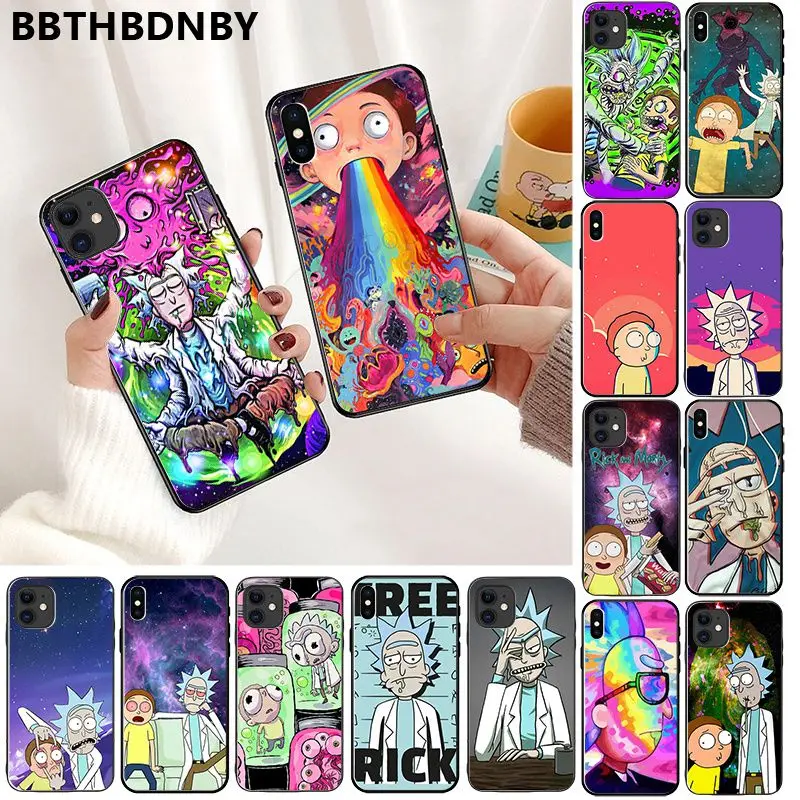Чехол для телефона Рик и Морти черный мягкий чехол из ТПУ iPhone 11 pro XS MAX 8 7 6 6S Plus X 5 5S SE