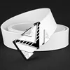 V letter buckle golden buckle belt men fashion Personality buckle luxury strap genuine leather white High Quality ceinture homme