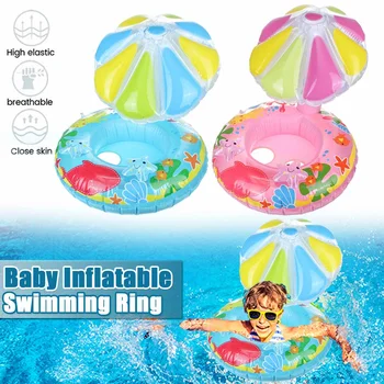 

Baby Swimming Ring Sun Shade Float Seat Boat Inflatable Kids Water Swimming Ring Summer Baby Kids Cartoon Water Pool Fun Toys