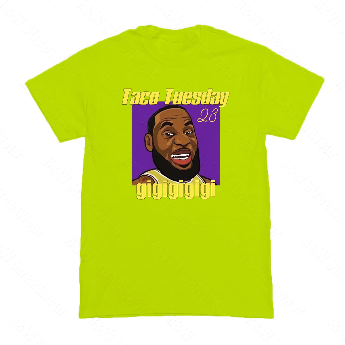 Taco Tuesday lebron james T shirt men women Laker king cotton number 23 streetwear - Цвет: Yellow Green