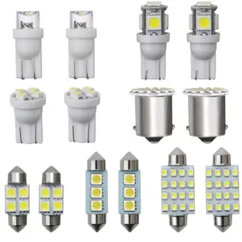 

14Pcs LED T10 Lamp Interior Light Package Kit T10 36mm Car Auto Interior Map Dome License Plate Replacement White Lamp Set