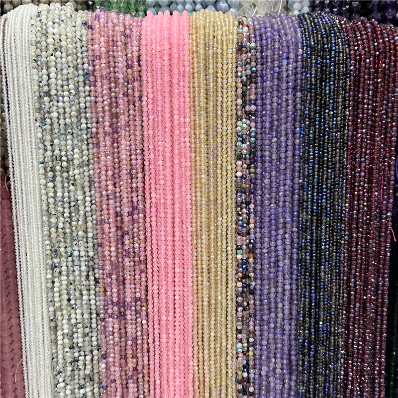 Stone beads Faceted Natural 2 3 mm Stone Bead Zircon Rose Quartzs Amethysts Rubys Agates Seed Beads for Jewelry Making Beadwork DIY Supplies