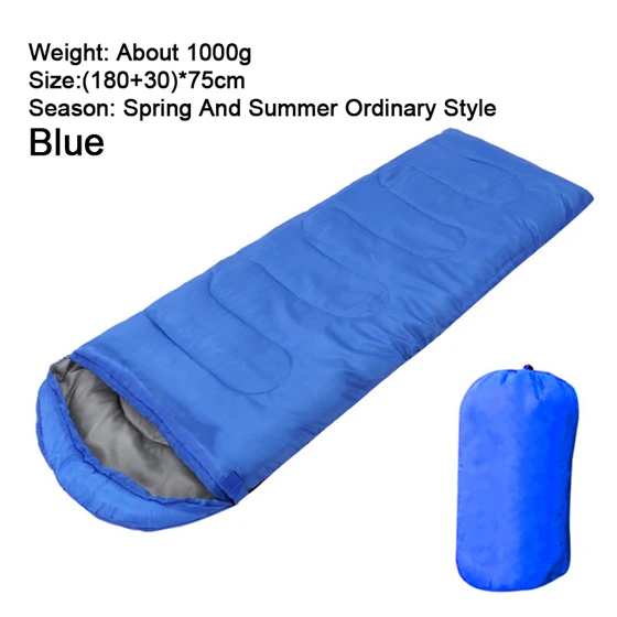 170T Blue 1KG WEST BIKING, 4 сезона, спальный мешок для кемпинга, легкий теплый и холодный конверт, альпинистский спальный мешок для путешествий на открытом воздухе, пеших прогулок - Цвет: 170T Blue 1KG