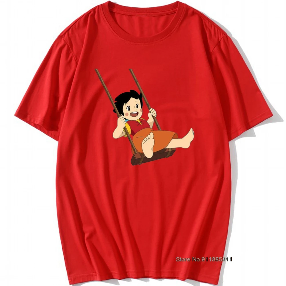 

Heidi Men's Metal Funny T Shirts Girl From The Alps Goat Anime Tees Unique Camisas Casual Round Collar Goat Anime Tshirts Tops